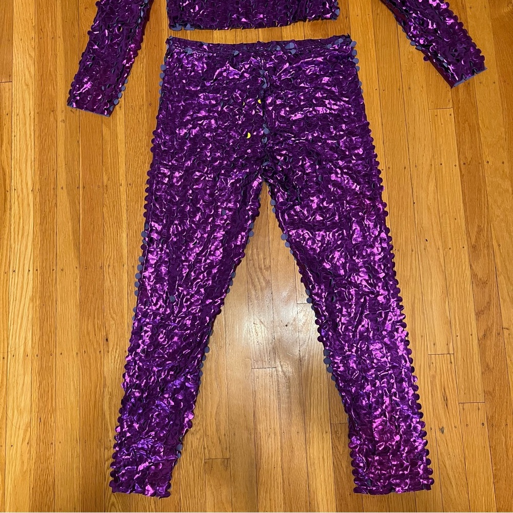 Metallic Purple Lazer-Cut Leggings (Size 1X) – Festival/Rave Wear